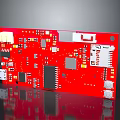 Red Computer Circuit Board With Electronic Components Chips And Slots 3d model