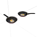 Modern wok frying pan omelette 3d model
