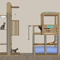 Wooden Cat Tree Furniture With Multi Level Platforms And Play Areas For Cats