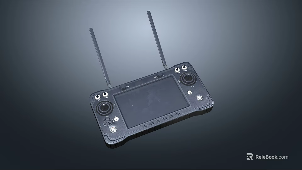 Industrial Equipment Wireless Remote Control With Antennas LCD Screen And Knobs 3d model 