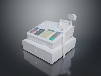 Modern Electronic Cash Register With Colorful Keypad Display Screen And Receipt Printer 3d model