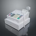 Modern Electronic Cash Register With Colorful Keypad Display Screen And Receipt Printer