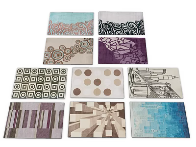 Square Rugs With Various Modern Patterns And Colorful Designs For Home Decor 3d model