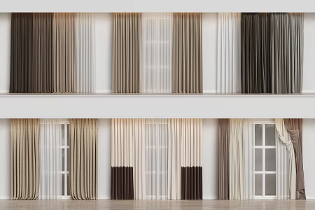 Modern Home Curtain Combination Color-matching Curtain Fabric Curtain 3d model