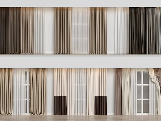 Modern Home Curtain Combination Color-matching Curtain Fabric Curtain 3d model