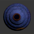 Gourd Shaped Sculpture Carving with Blue Purple Glittery Surface and Decorative Emblem On Base