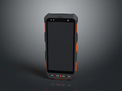 Rugged Electronic Smartphone With Black And Orange Protective Frame And Durable Design 3d model