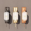 Three Traditional Chinese Style Wall Lamps With Decorative Base And White Lampshade