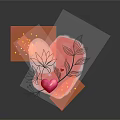 Heart Design Featuring Lotus Leaves Small Pink Heart Golden Dots And Reflection On Black Background