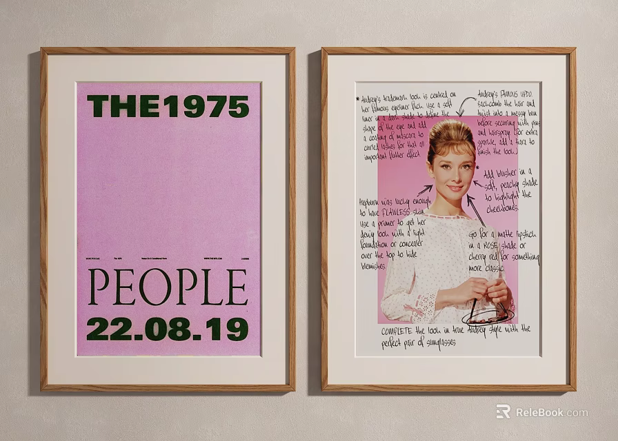 Decorative Framed Wall Art With Pink Background Text And Woman 3d model 