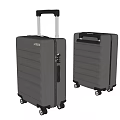 Gray Hard Shell Suitcases With Telescopic Handle Spinner Wheels And Striped Design 3d model