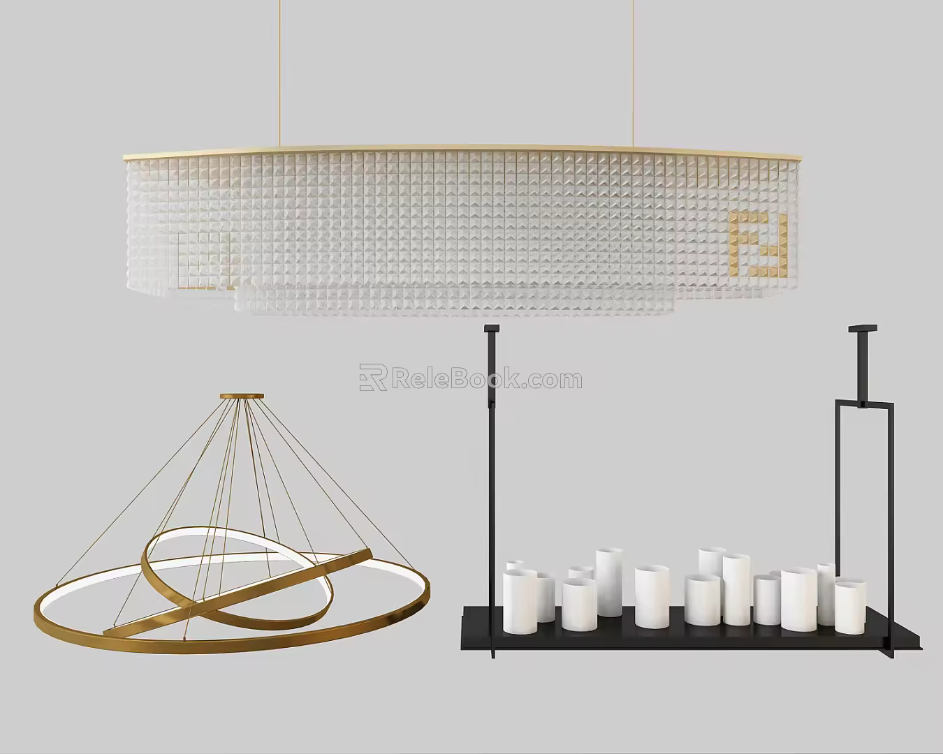 Modern crystal chandelier luminaire combination 3d model