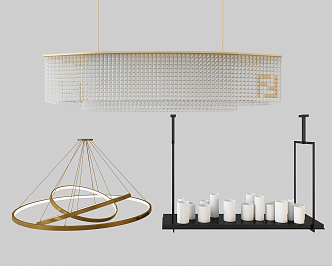 Modern crystal chandelier luminaire combination 3d model