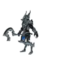 Armored Warrior Character Holding Battle Axe In Ancient Architecture With Blue Magical Glow