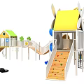 Kindergarten Amusement Facilities Combination Climbing Frame Slide Drill Cage Drill Net Physical Training Expand Rock Climbing 3d model