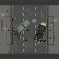 Modern Urban Street Scene With Police Car Vehicles Street Lamps And Pedestrians