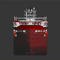 Red Hull Green Deck Water Transport Ship with White Upper Structure and Logo 3d model