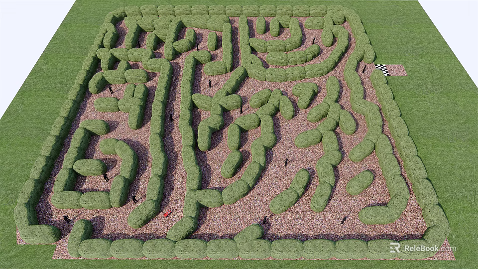 Outdoor Play Equipment Featuring Green Hedge Maze For Kids Fun Exploration Activity 3d model 