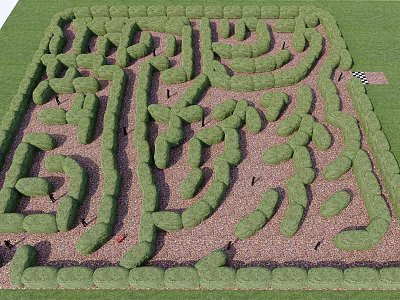 Outdoor Play Equipment Featuring Green Hedge Maze For Kids Fun Exploration Activity 3d model