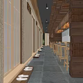 Japanese Restaurant Interior Design With Wooden Counter Seating And Sliding Doors