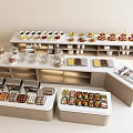 Modern buffet workbench self-service seasonings table taking tableware bowls and plates food self-service dessert 3d model