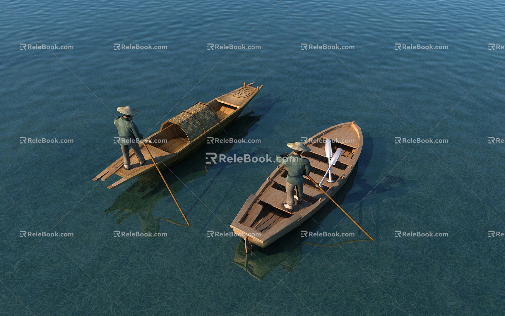 Chinese-style wooden boat antique boat model