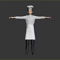 Professional Chef Wearing White Uniform And Toque Standing With Arms Outstretched Full Body Pose