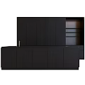 Dark Wooden Modern Kitchen Cabinets With Integrated Countertop And Sink Design