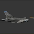 Detailed Military Fighter Jet 3D Model With Gray Body Blue Insignia And Mounted Weapons