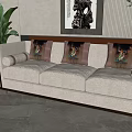 New Chinese-style three-person sofa 3d model