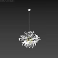 Modern White Petal Design Chandelier With Lightweight Material And Warm Light On Dark Wall
