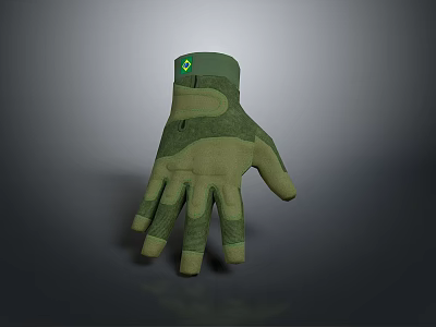 Green And Beige Textured Work Glove With Non Slip Grip And Comfortable Design For Daily Use 3d model