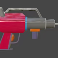 Futuristic Red And Gray Ray Gun With Metallic Barrel And Sleek Grip Design