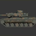 Military Tank With Camouflage Paint Tracks Turret And Antenna Features