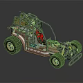 Open Frame Off Road Buggy With Red Seats And Large Tires 3d model