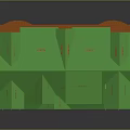 Cartoon Scene Two Story Wooden House Featuring Green Roof Balconies White Tables and Chairs