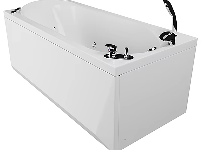 Sleek Modern White Bathtub With Chrome Faucet And Stylish Fixtures Design 3d model