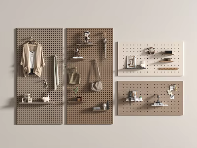 Modern Storage Shelf Hole Board Clothing Shoes and Hats 3d model