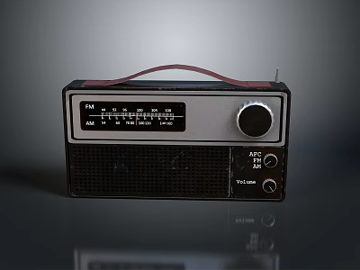 Vintage Radio With FM MW Band Retro Design And Portable Handle 3d model