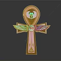 Egyptian Style Wall Decor With Ankh Symbol Scarab And Winged Design