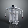 Portable Breathing Apparatus With Two Cylindrical Tanks Metal Frame Pressure Gauge And Hoses