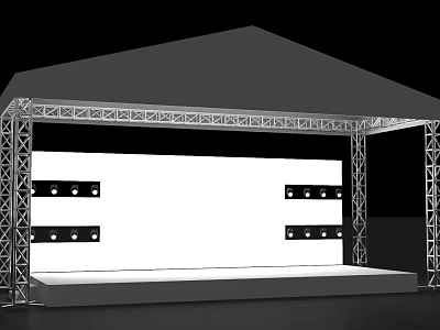 Outdoor Event Stage Setup With Metal Frame Canopy Roof And White Backdrop 3d model