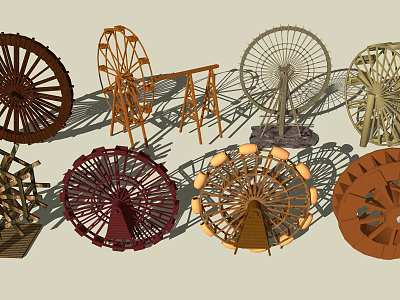 Artistic Garden Decorative Ferris Wheel Ornaments In Various Colors And Designs 3d model
