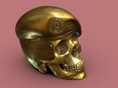 Game Movie Character Golden Skull With Beret And Emblem As Fantasy Role 3d model