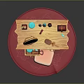Elegant Wooden Dressing Table With Round Mirror Bottles Red Box And Stool On Red Rug
