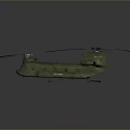 Detailed Green Military Helicopter With Twin Rotors And Camouflage Exterior Design