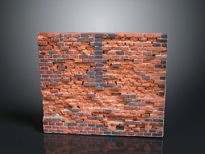 Red Brick Wall With Textured Surface And Mixed Color Bricks For Interior Design Decor 3d model