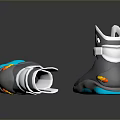 Gray High Top Shoes With Blue Orange Accents And Modern Reflective Design