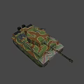 Military Camouflage Tank With Long Gun Barrel Tracks And Turret Machine Gun