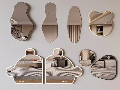 Various Shaped Decorative Wall Mirrors For Interior Decor 3d model